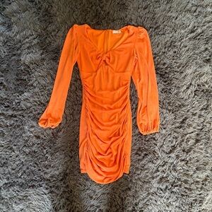 Rumor boutique revolve orange club party twist tie long sleeve dress size 8